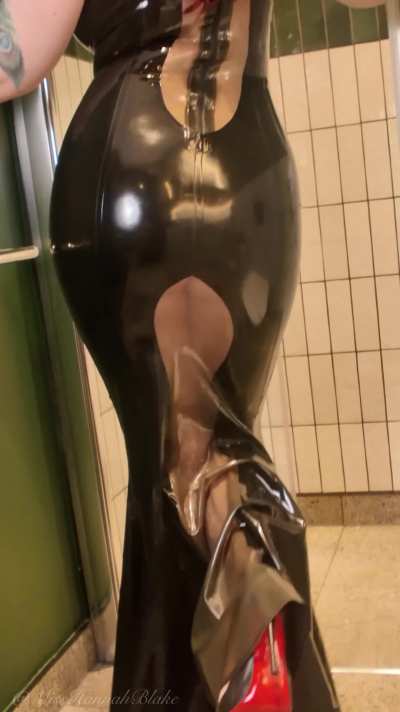 Latex ballgown paired with Louboutin heels. I&rsquo;m worth obsessing over!
