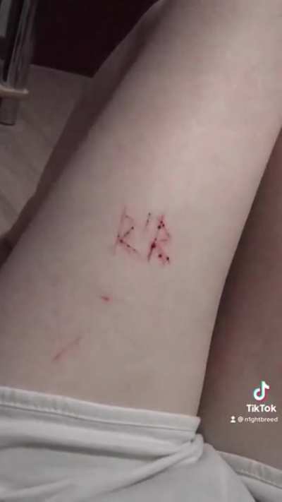 Carved his initials into my skin a few months ago, thought I&rsquo;d share &amp;lt;3