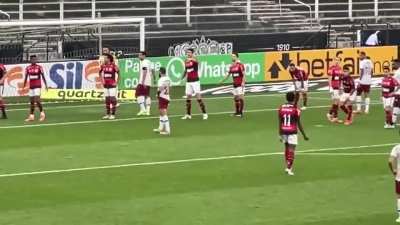 A prova viva que o Brasileir&atilde;o &eacute; apenas uma grande pelada transmitida em rede nacional: Vitinho perde a bola, n&atilde;o volta, toma esporro do Diego Alves, reclama que a galera no banco achou engra&ccedil;ado e finaliza com um "vai tomar no cu"