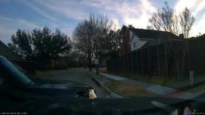 17 yo unlicensed driver doesn&rsquo;t stop at intersection. Doing about 30 down a 10mph residential alley