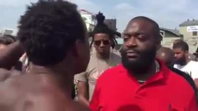 Homeless guy shoots his shot and spits a freestyle for Rick Ross as he's walking by at Venice Beach. Rick Ross was so impressed he signed him to a record deal on the spot (link to story in comments)