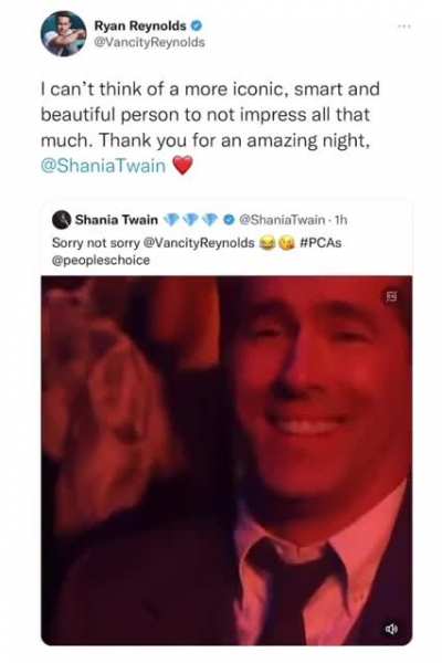 Shania Twain tweaks a lyric in her iconic song &lsquo;That Don&rsquo;t Impress Me Much&rsquo; to roast Ryan Reynolds.