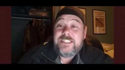 This racist Nazi dumbfuck is Pat King, one of the organizers of the fReEdOm cOnVoy in Ottawa. He can be seen here using racist slurs and talking about the violent overthrow of the government, shooting cops, and "Justin Trudeau will catch a bullet"
