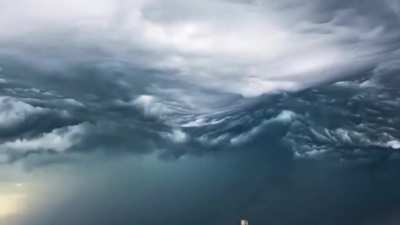 Very rare Asperitas clouds