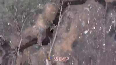 Ukraine use FPV as divide bomber to hit Russians in trench, Feb 2024