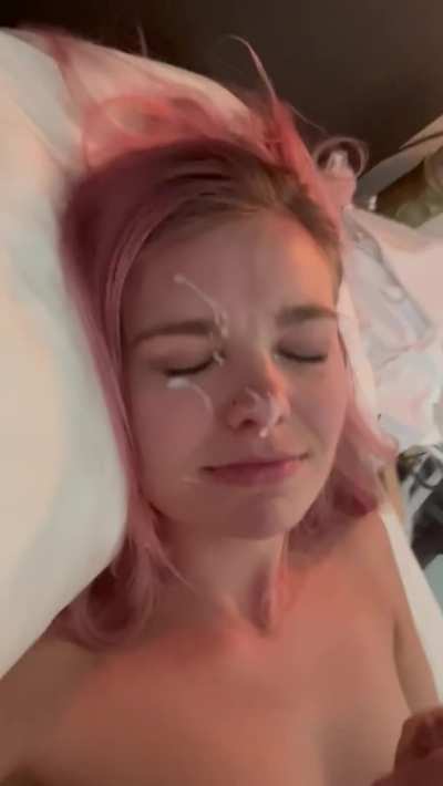 pink haired facial