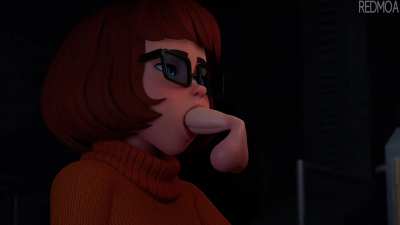 Velma giving a "Ghost Cock" an AMAZING blowjob!