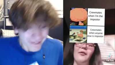 The guy on the left isn't cringe, but I couldn't find a video with just the girl.