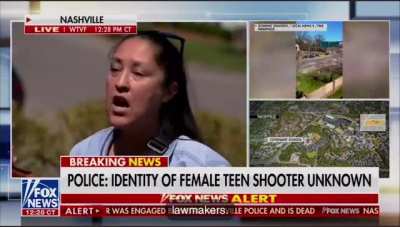 While Fox News reporter sets up to cover mass shooting at Covenant School in Nashville, TN, one woman has had enough.