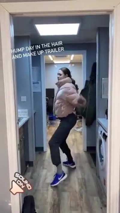 In the hair and makeup trailer 1