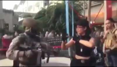 Girl tries to pick fight