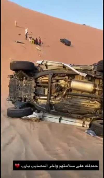 Aftermath footage to the desert accident. Location is Liwa, United Arab Emirates, happened yesterday.