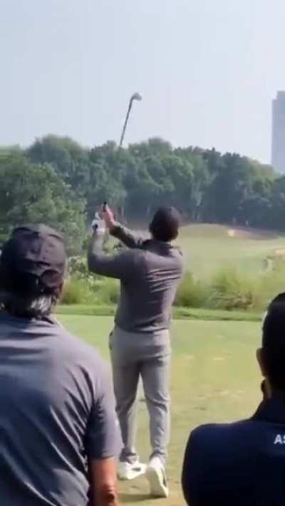 Thala playing helicopter even in golf.