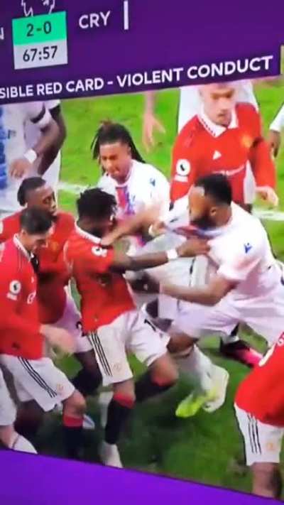 Jordan Ayew hitting Fred in the neck during the coming together.