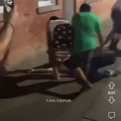 Guy KO's girl then fight her friend.