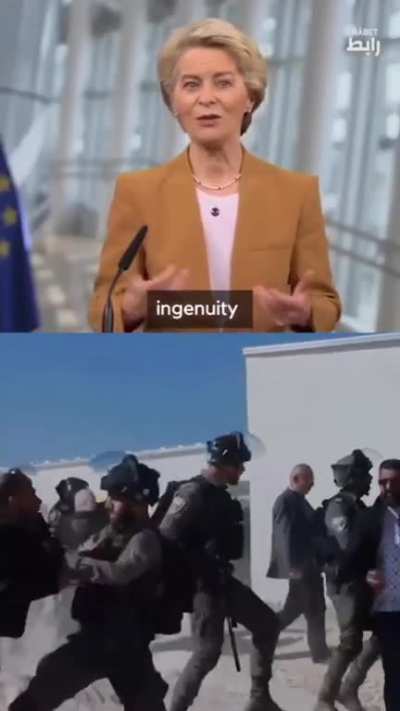 President of the EU commission Ursula Von Der Leyen whitewashing of Israel occupation