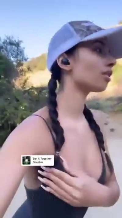 Kylie TikTok video on a hiking trail