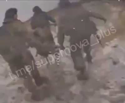 Ukrainian FPV kamikaze drone hits dead center of a Russian CASEVAC party