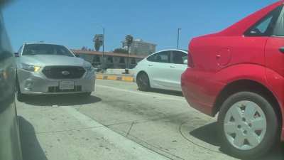 Hit by a cop.