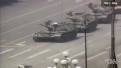 [June 5th, 1989] A man only known as the so called &rdquo;Tank Man&rdquo; attempting to stop the tanks in the midst of the Tiananmen Square Massacre in China.