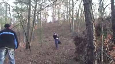 HMF while I hit my balls on a tree