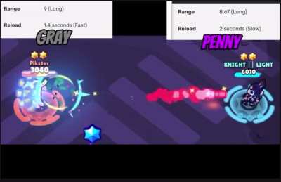 Apparently Penny’s range is effectively 9 tiles (because of her projectile)