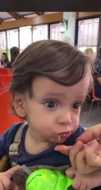 Kid tries taco meat for the first time!