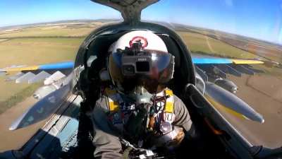 Su-25 from the 299th Tactical Aviation Brigade firing S-25 rockets at Russian targets somewhere on the front line