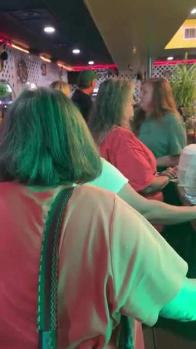 Wife comes in angry at the bill. She is not satisfied after the staff attempts to help her. Then the husband BARGES INTO THE KITCHEN.