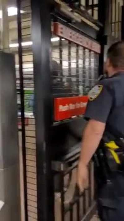 Maskless NYPD cops pushed a rider out of an subway station after he asked the officers to put a face mask on