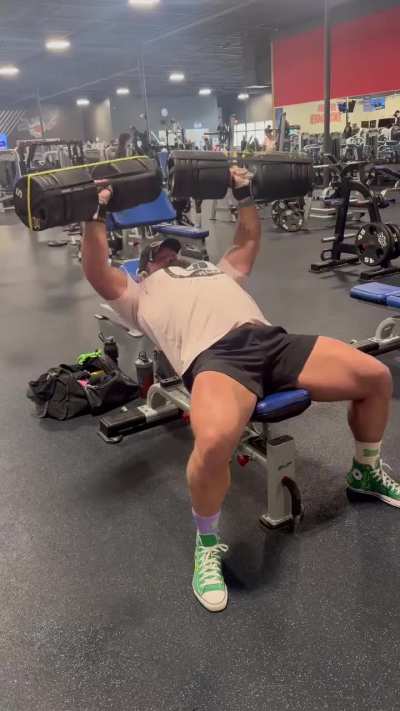 Guy at the gym said vegans are weak&hellip; so i had to handle this real quick (160lb dbs)