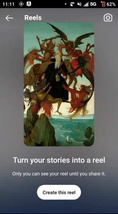 Instagram recommended reel created