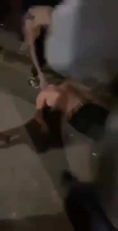Dude knocks another dude out by throwing a phone at him