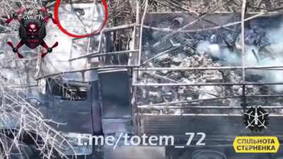 A Ukrainian FPV pilot of the 72nd Mechanized Brigade attacks a Russian 