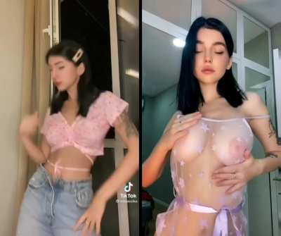 Ukrainian beauty tiktoker with perfect big natural tits😋😍
