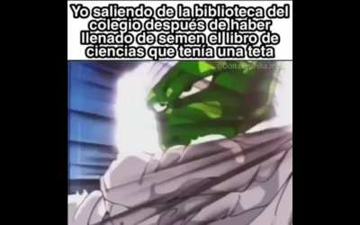Yo saliendo de la biblioteca del colegio despues de haber llenado de semen el libro se ciencias que tenia una teta