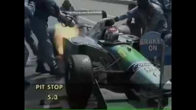 HMFT after a pit stop mechanic sets me on fire