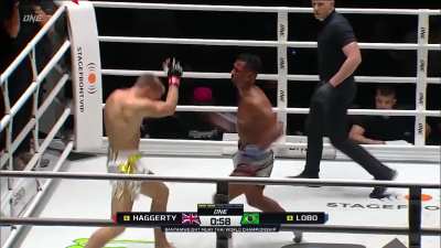 Jonathan Haggerty&rsquo;s fight of the year contender against Felipe Lobo to defend his ONE Bantamweight title last year. He returns at ONE 173 on November 17, this time challenging Nabil Anane for the title.