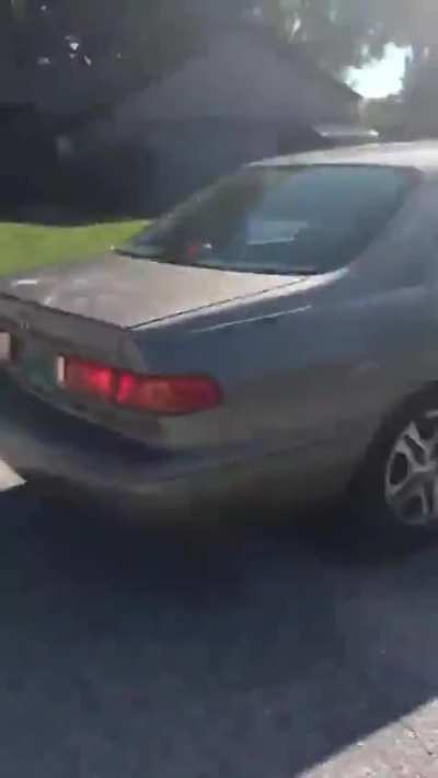 Crazy lady tries to run over teens for playing in their neighborhood 
