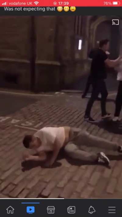 Guy gets KO’d with beautiful head kick.
