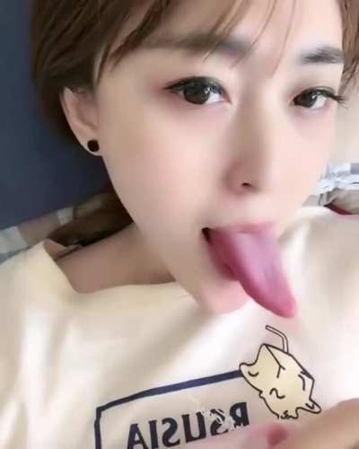 Asian long tongue beauty