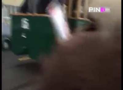 Idiot tram driver smashes into another tram in Bosnia