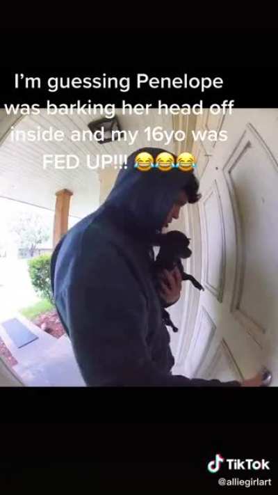 There&rsquo;s no one there because her barking scared them off.