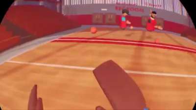 Playing dodgeball on playroom