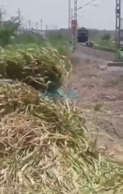 Idiot showing off riding skills on Train tracks.