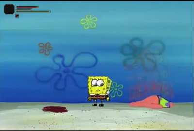 Touching bloodstains in a boss room