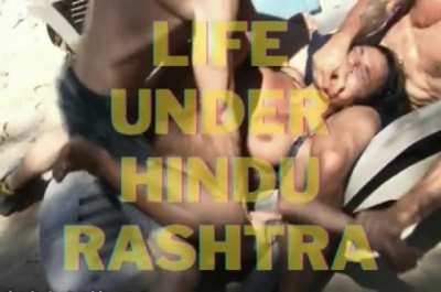 This is what happens when Hindu men find a Muslim girl strolling outside. She doesn't mind and they definitely don't mind as well. 😏