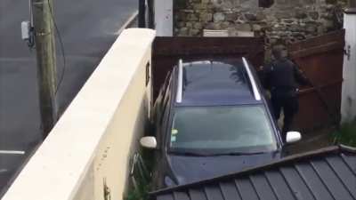 French Gendarmerie handeled armed woman.