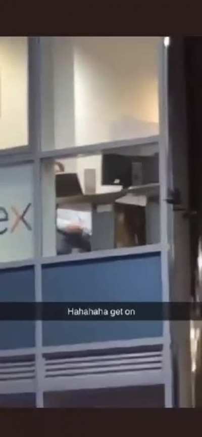 Guy gets caught masturbating by his office window
