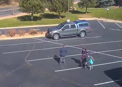 Windy day in a parking lot..